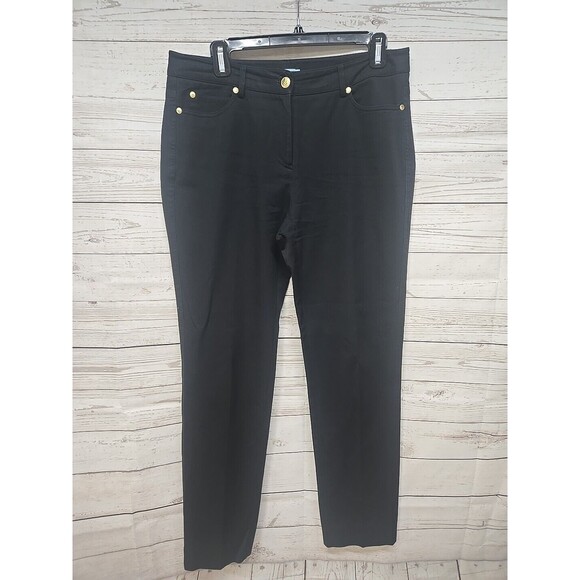 J McLaughlin Black 5 Pockets Pants Women's 10 Straight Stretch Classic Mid‎ Rise - Picture 1 of 11